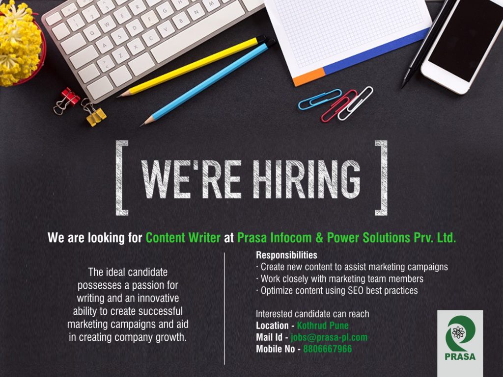 Careers Prasa Infocom Power Solutions Pvt Ltd