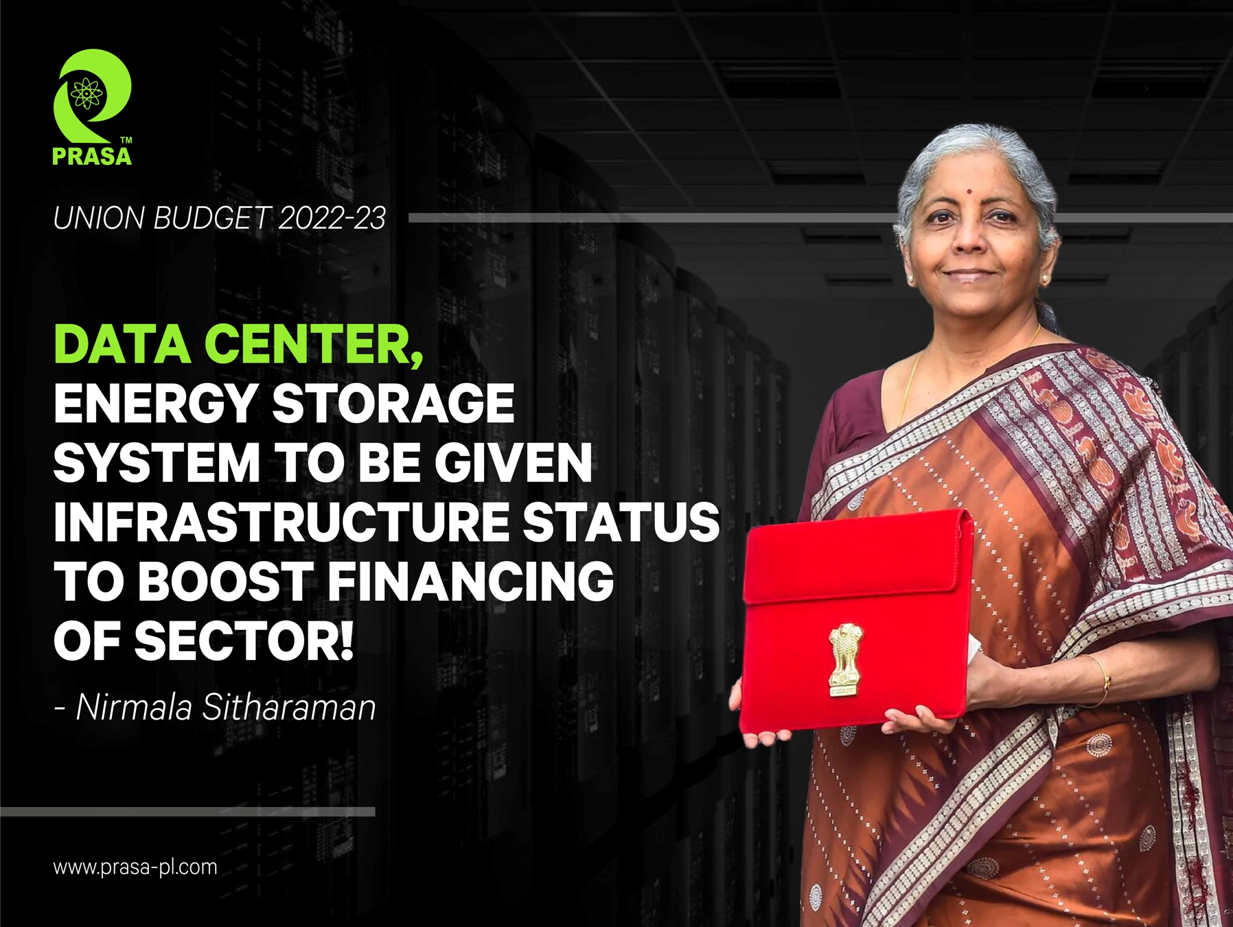 Union Budget 2022-23: Data center, energy storage system to be given infrastructure status, says Finance Minister Nirmala Sitharaman